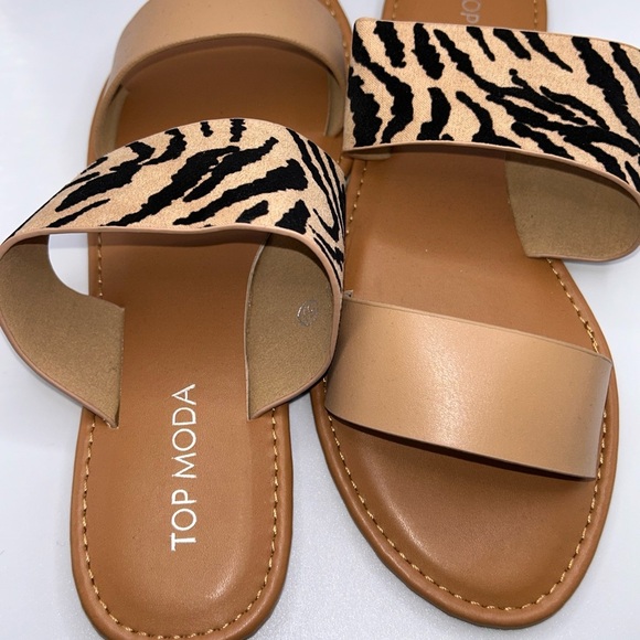 Top Moda Tan and Black Women's Sandals - Picture 3 of 4